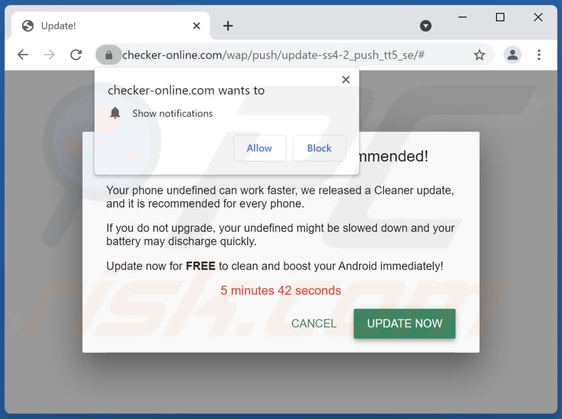 checker-online[.]com pop-up redirects