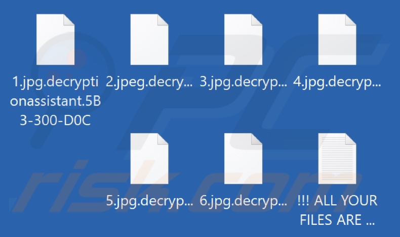 Files encrypted by Decryptionassistant ransomware (.decryptionassistant.[victim's_ID] extension)