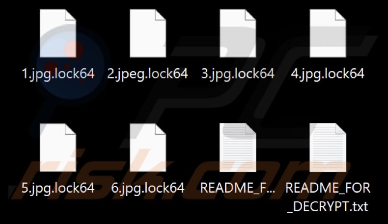 Files encrypted by Diavol ransomware (.lock64 extension)