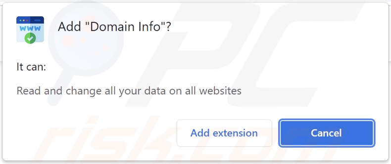 Domain Info adware asking data-related permissions