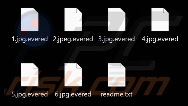 Files encrypted by EveRed ransomware (.evered extension)
