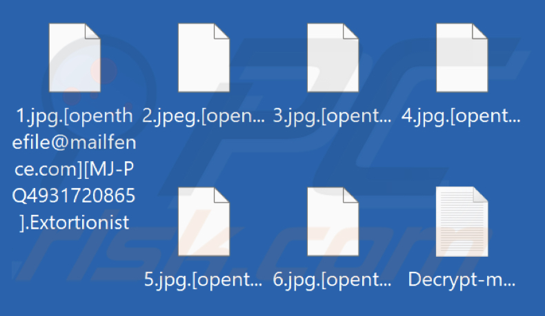Files encrypted by Extortionist ransomware (.Extortionist extension)