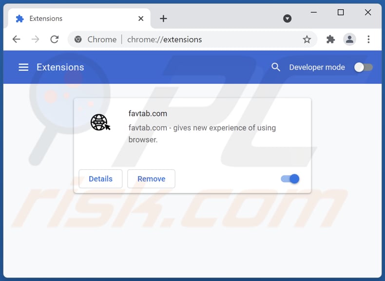 Removing favtab.com related Google Chrome extensions