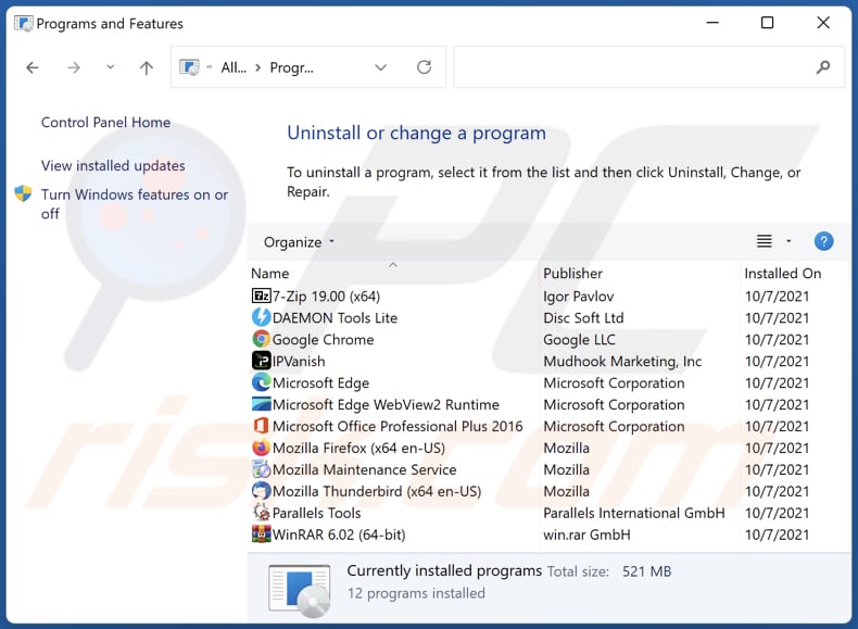 favtab.com browser hijacker uninstall via Control Panel