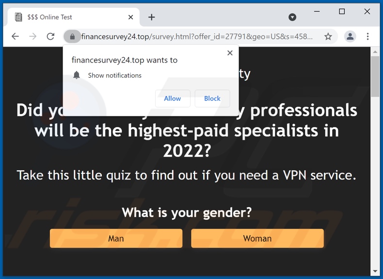 financesurvey24[.]top pop-up redirects