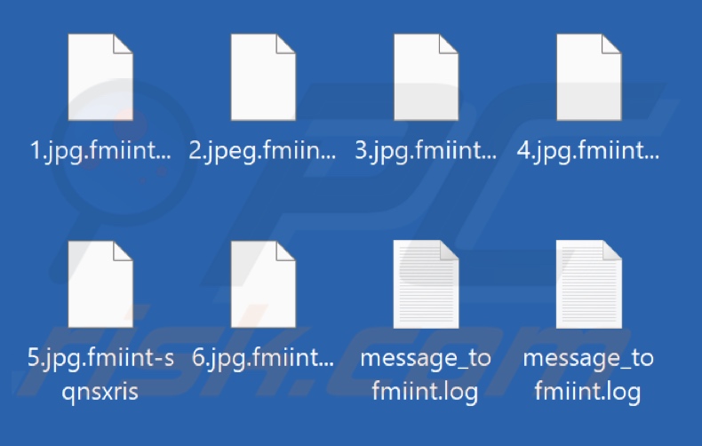 Files encrypted by Fmiint ransomware (.fmiint-sqnsxris extension)