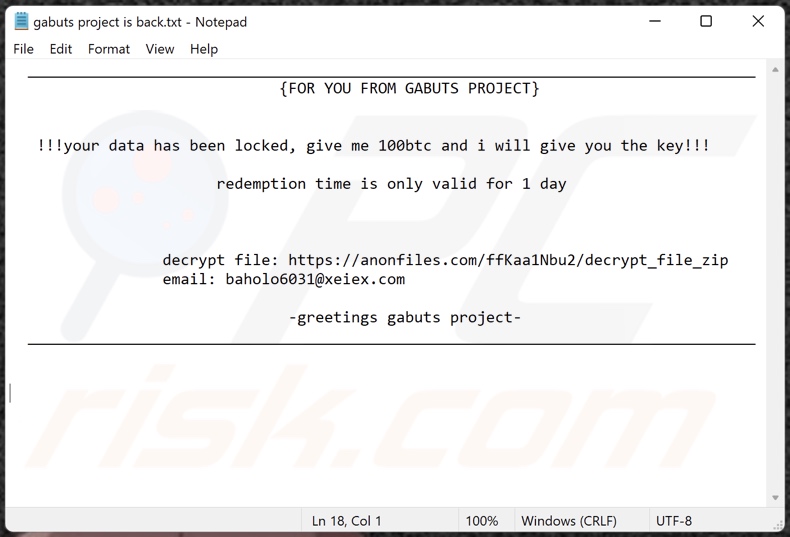 GABUTS PROJECT decrypt instructions (gabuts project is back.txt)