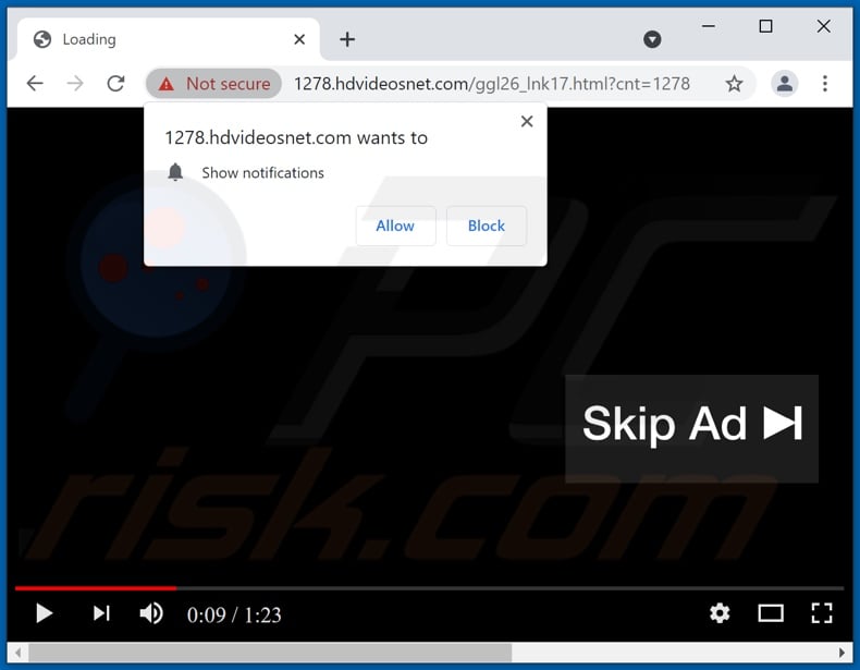 hdvideosnet[.]com pop-up redirects