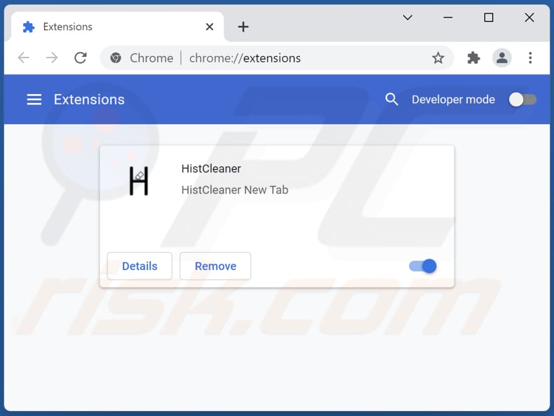 Removing histclean.com related Google Chrome extensions