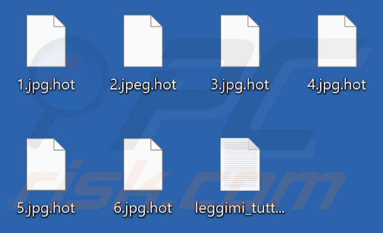 Files encrypted by Hot ransomware (.hot extension)