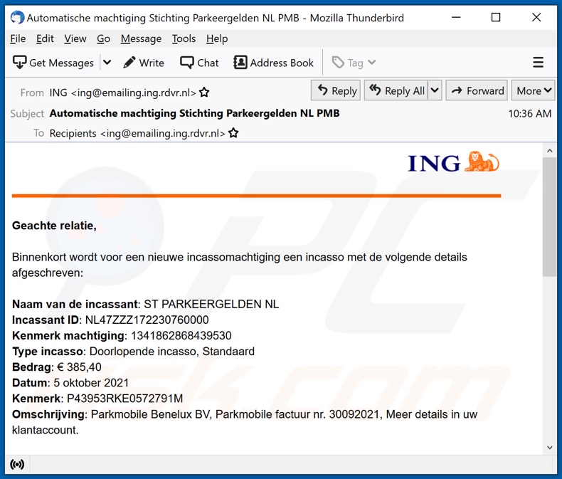ING Bank email spam campaign