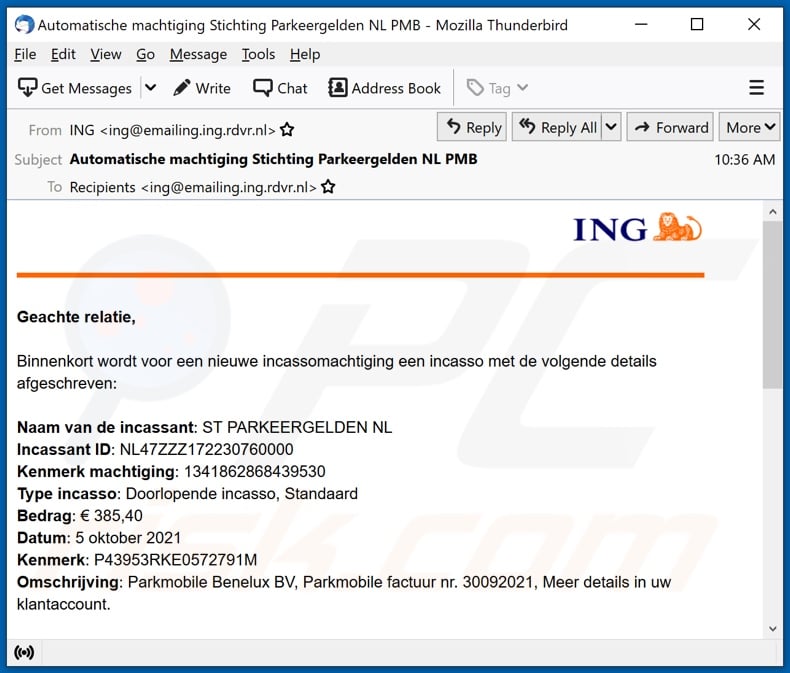 ING Bank email spam campaign