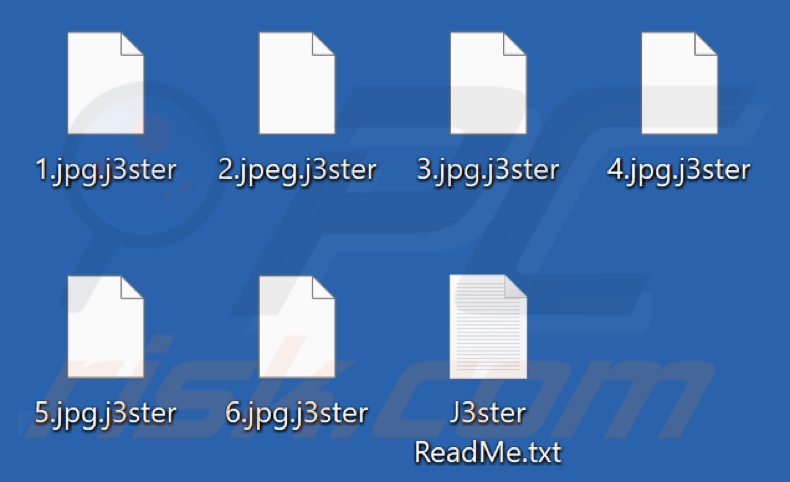 Files encrypted by J3ster ransomware (.j3ster extension)