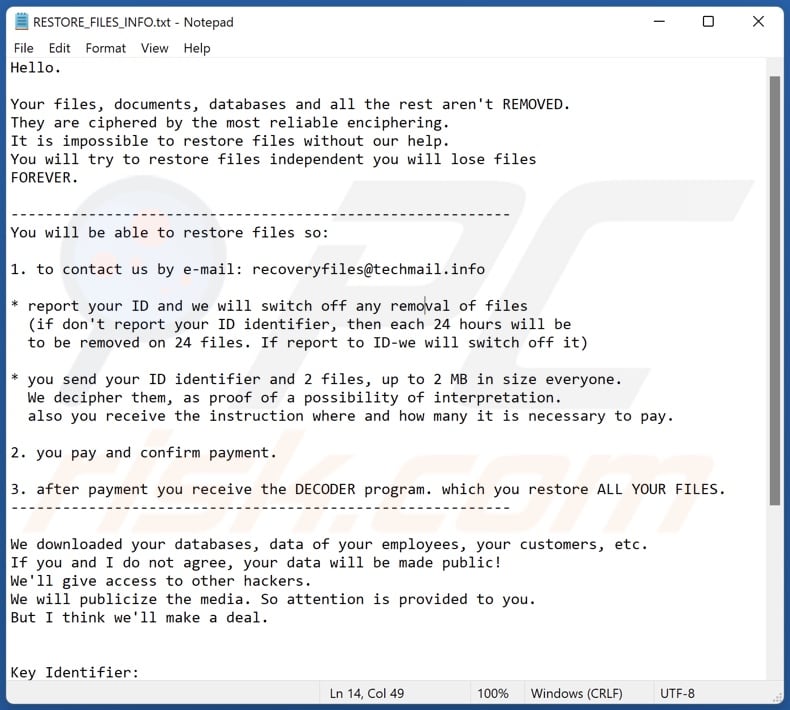 Ltnuhr ransomware text file (RESTORE_FILES_INFO.txt)