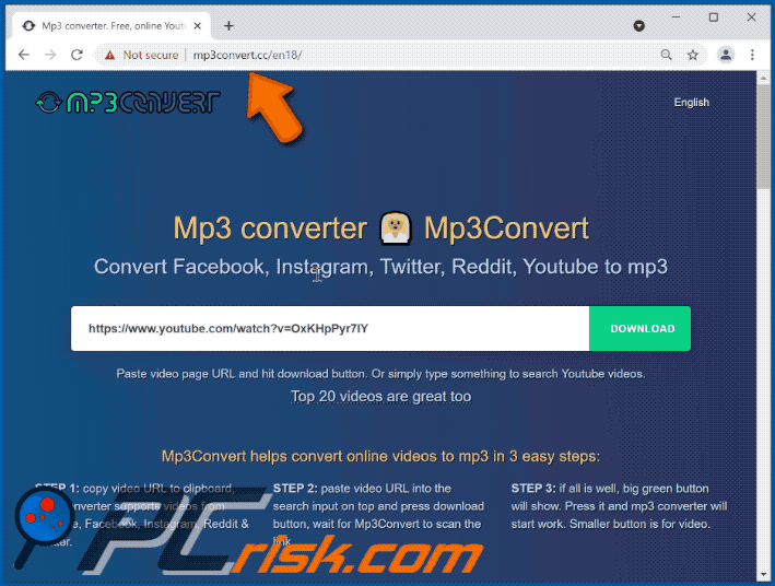 mp3convert[.]cc website appearance (GIF)
