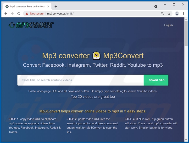 mp3convert[.]cc pop-up redirects