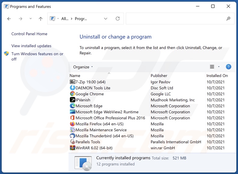 musttrust[.]xyz browser hijacker uninstall via Control Panel