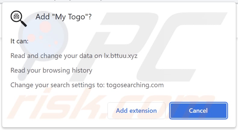 my togo browser hijacker browser notification