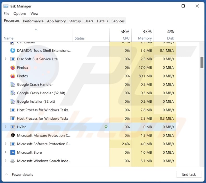 mykings malware hxtsr malicious process running in task manager