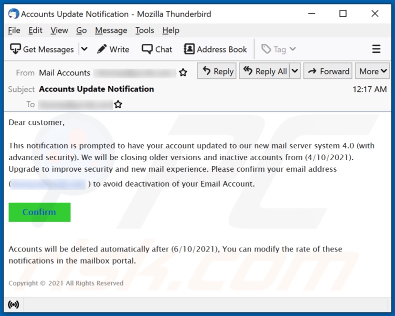 New mail server system 4.0 email spam campaign