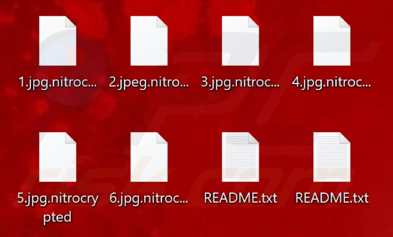 Files encrypted by Nitrocrypted ransomware (.nitrocrypted extension)