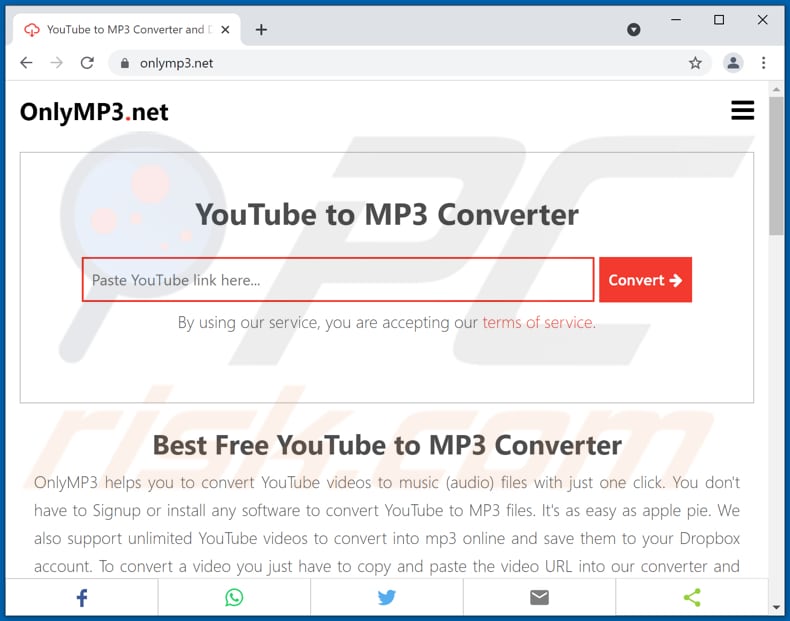 onlymp3[.]net pop-up redirects