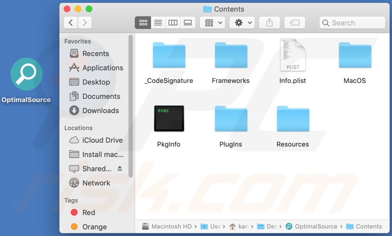 OptimalSource adware install folder