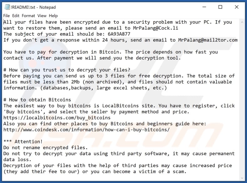 !palang ransomware text file (!README!.txt)