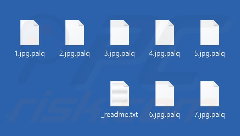 Files encrypted by Palq ransomware (.palq extension)
