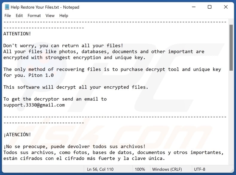 Piton decrypt instructions (Help Restore Your Files.txt)