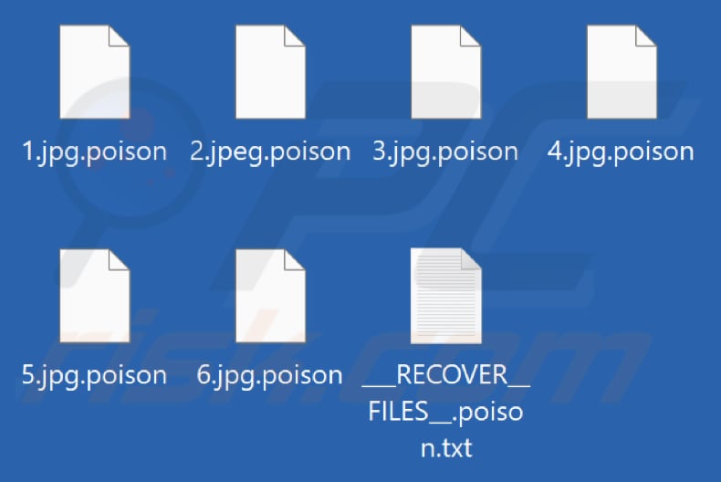 Files encrypted by Poison ransomware (.Poison extension)