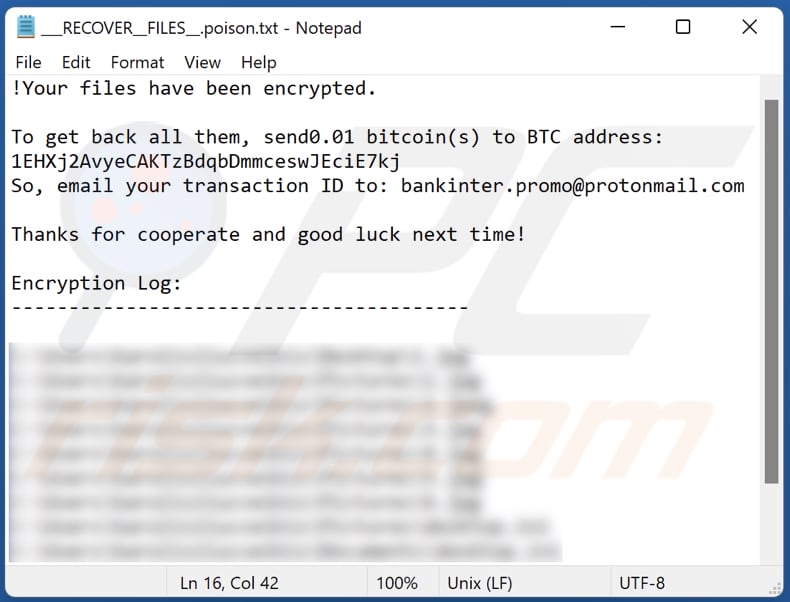 Poison ransomware text file (___RECOVER__FILES__.poison.txt)