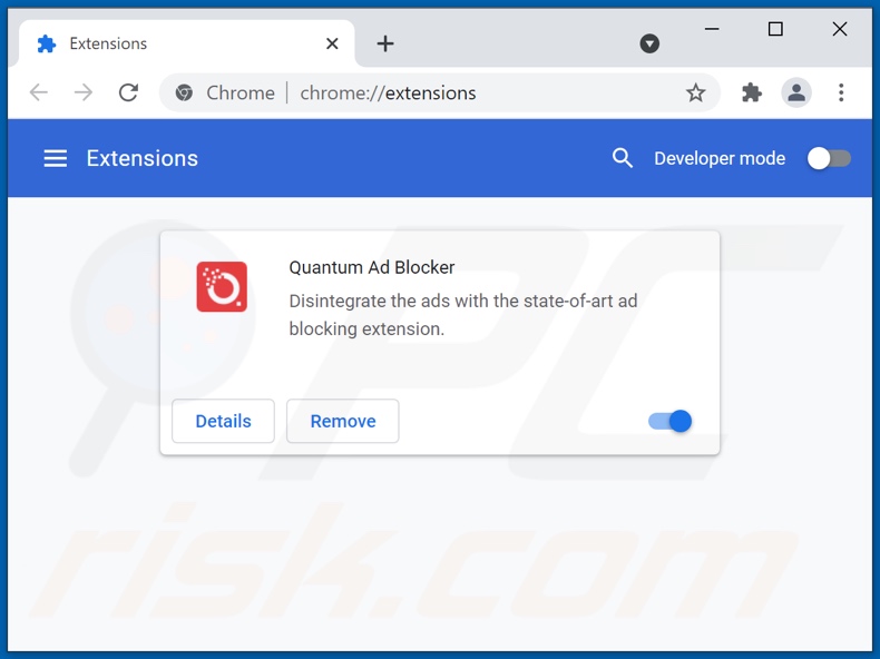 Removing Quantum Ad Blocker ads from Google Chrome step 2