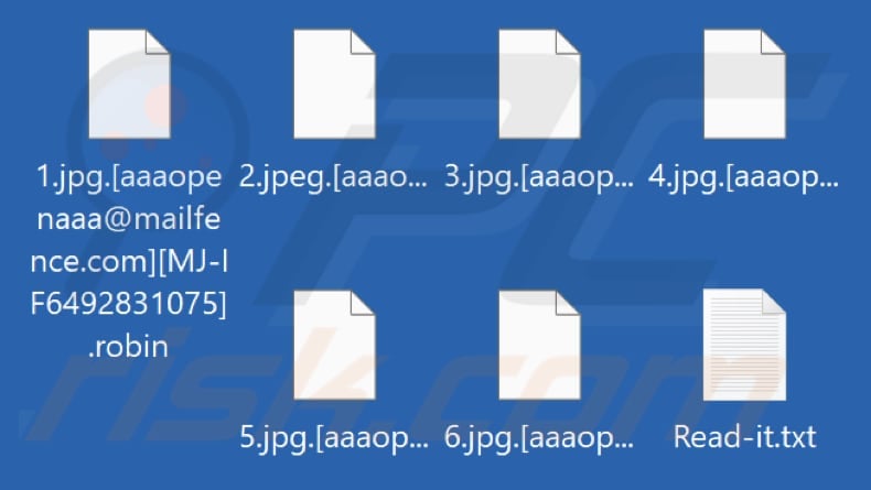 Files encrypted by Robin ransomware (.robin extension)