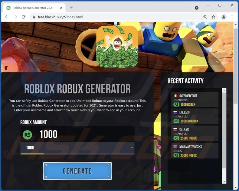 Robux Generator Scam - Removal and recovery steps (updated)