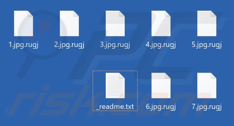 Files encrypted by Rugj ransomware (.rugj extension)