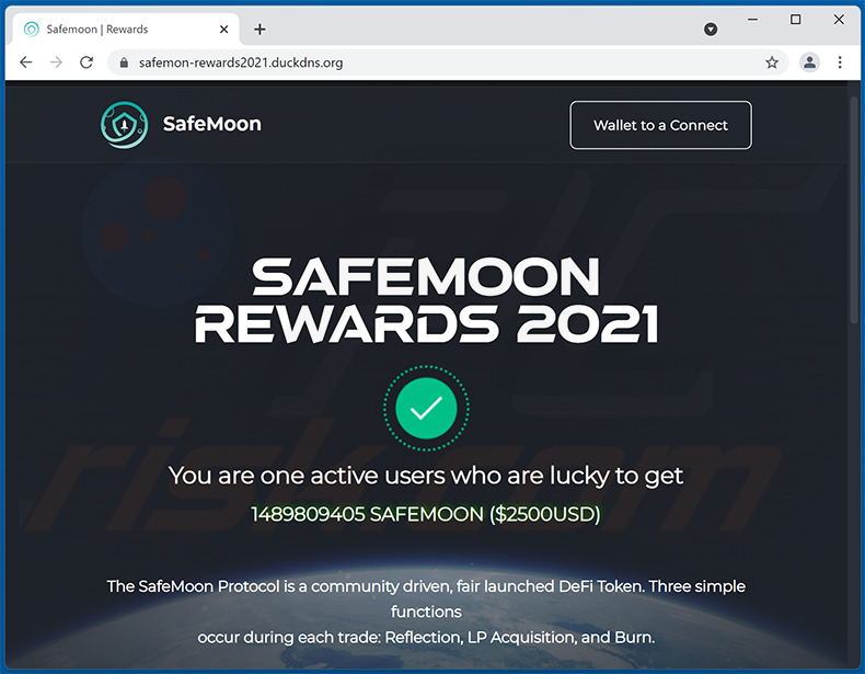 Safemoon giveaway-themed scam website (2021-10-12)