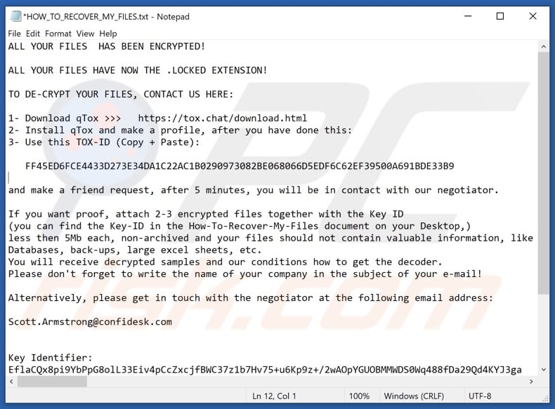 Scott.Armstrong ransomware text file (HOW_TO_RECOVER_MY_FILES.txt)