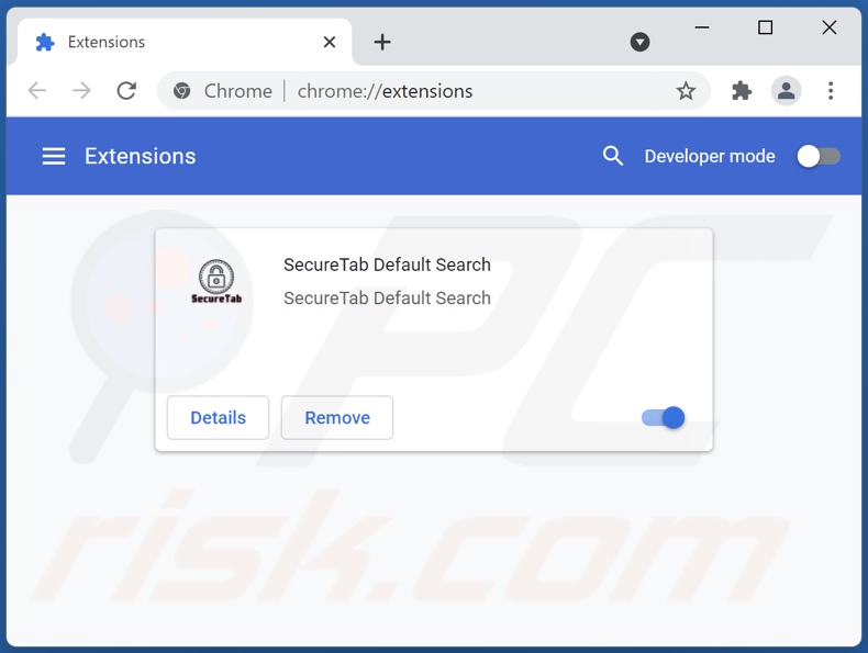 Removing securetab.xyz related Google Chrome extensions
