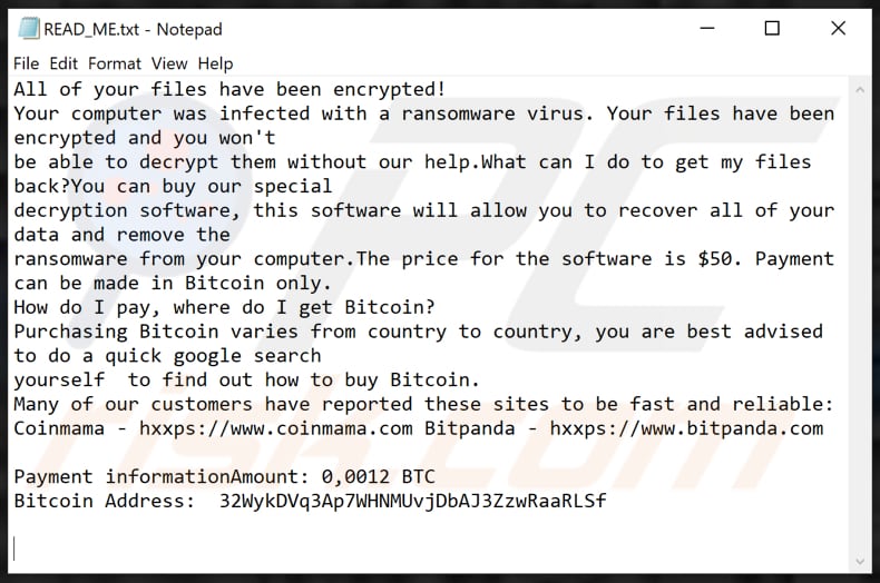 Shasha ransomware text file (READ_ME.txt)