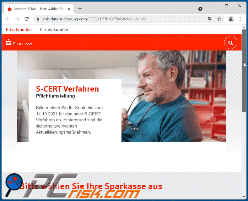 sparkasse email scam phishing website