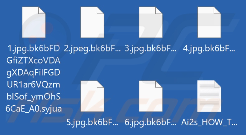 Files encrypted by Syjua ransomware (.syjua extension)