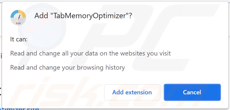 TabMemoryOptimizer adware asking data-related permissions