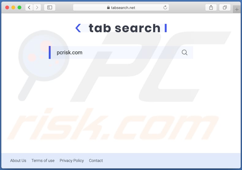 tabsearch.net browser hijacker on a Mac computer