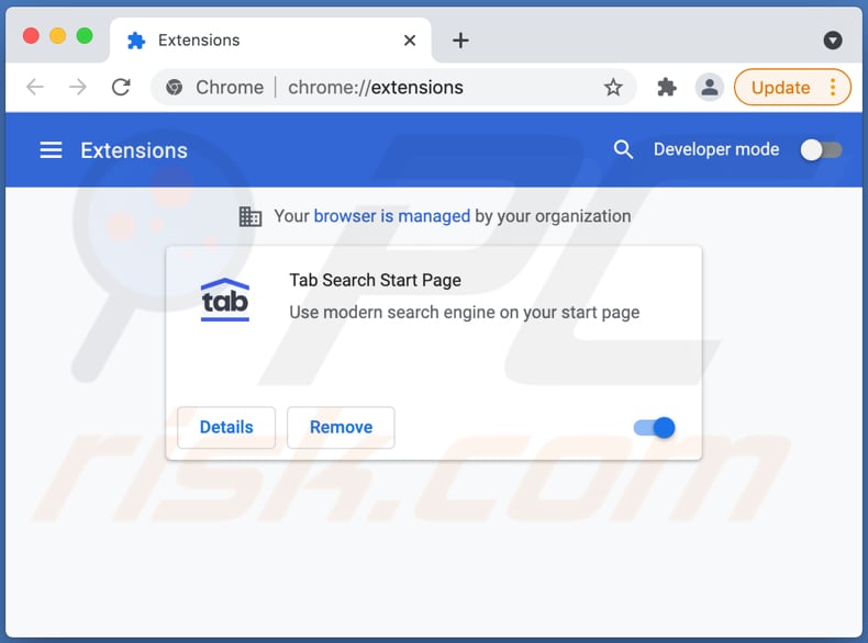tabsearch.net redirect tab search start page extension installed on chrome