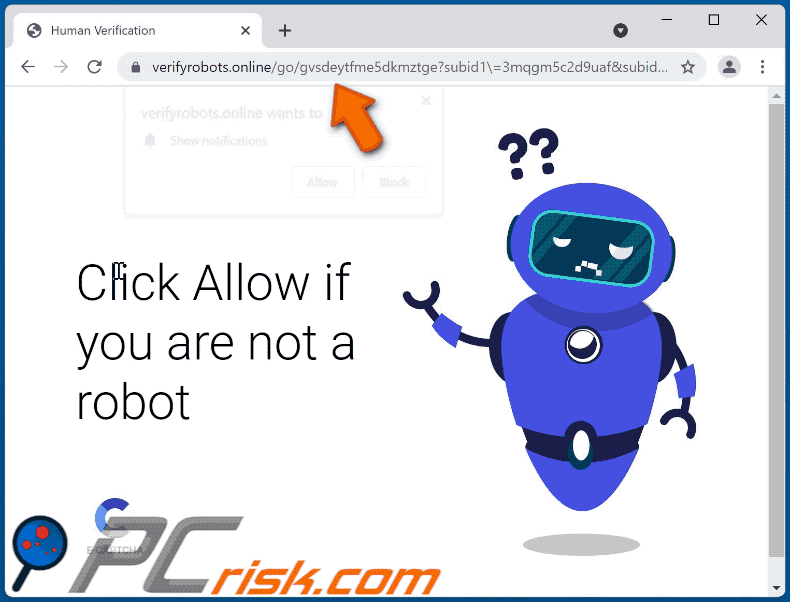 verifyrobots[.]online website appearance (GIF)