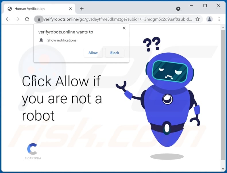 verifyrobots[.]online pop-up redirects