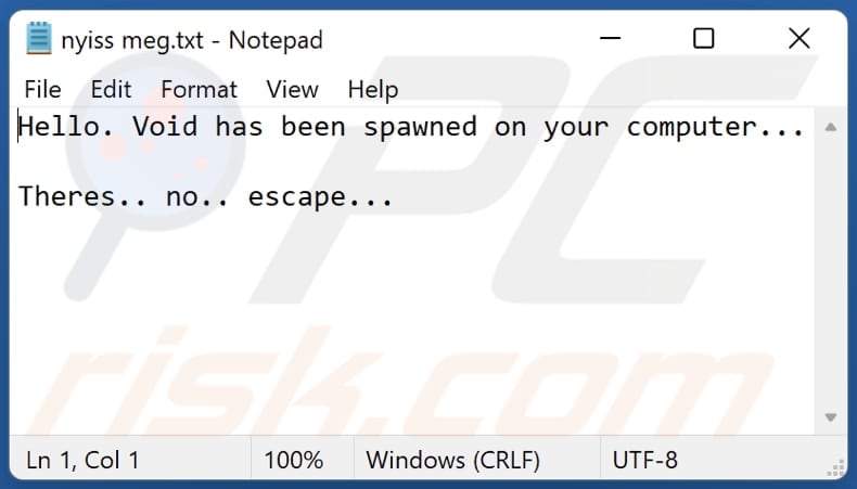 Void68 ransomware text file (nyiss meg.txt)