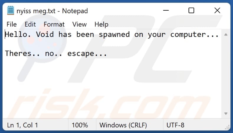 Void68 ransomware text file (nyiss meg.txt)
