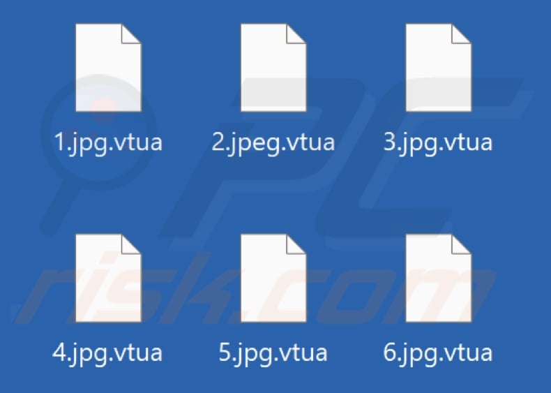 Files encrypted by Vtua ransomware (.vtua extension)